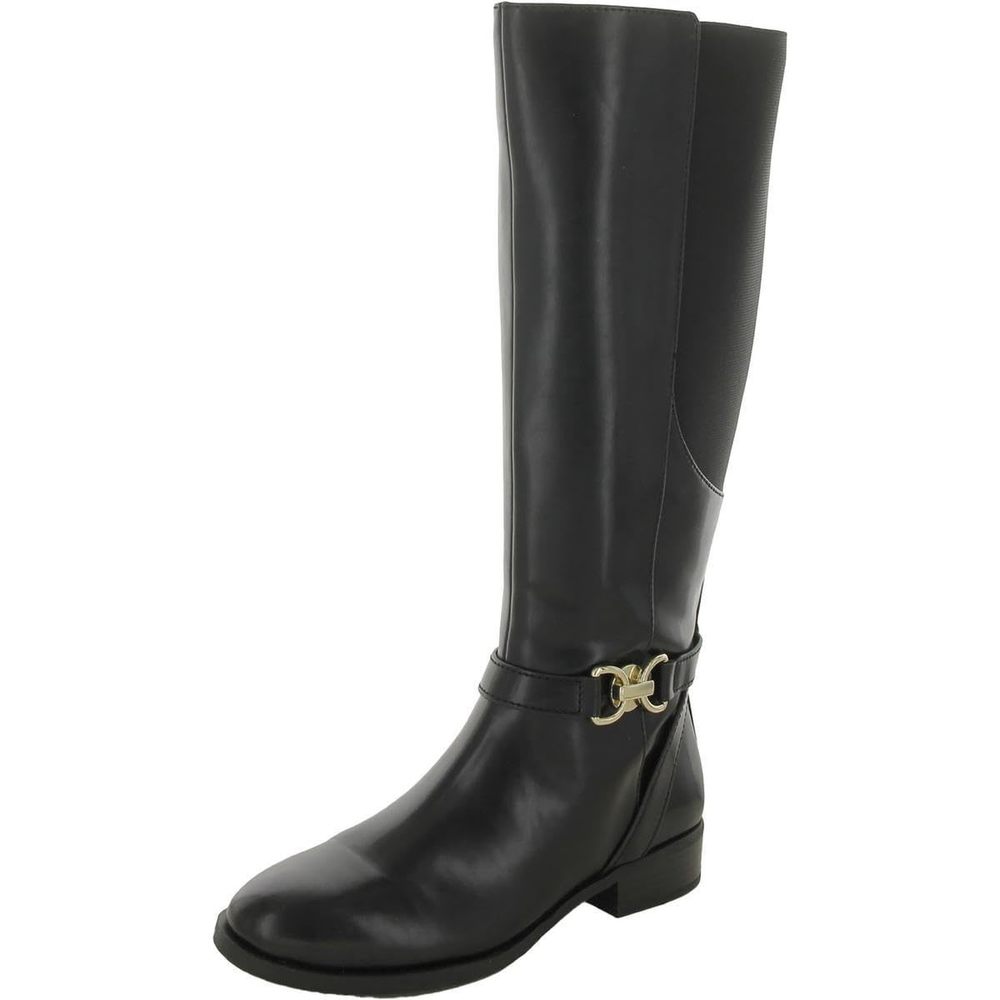 INC Womens Faron Faux Leather Round Toe Mid-Calf Boots Black 7 Medium (B,M)